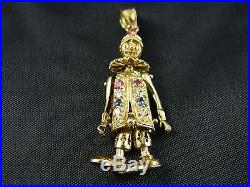 9ct Gold Women Doll / Clown 2 Stone Set 51mm Pendant Heavy 7.6g / Without Chain
