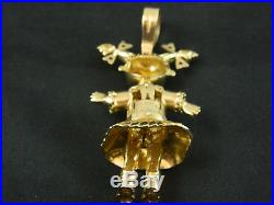 9ct Gold Womens Rag Doll Stone Set 73mm Pendant Heavy 27.3g / No Belcher Chain