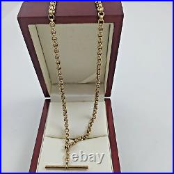 9ct Gold belcher chain & T bar Pre owned Weight 11.5 Grams Length 19 inch