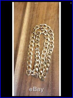 9ct Gold flat Curb Heavy Chain 93.21 Grams Excellent Condition 07544974669