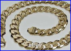 9ct Gold on Silver Curb Chain CHUNKY / HEAVY 20 22 24 26 30 inch MEN'S