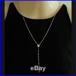 9ct Gold rosary beads necklace diamond cut. Miraculous medal & Cross. Made Italy