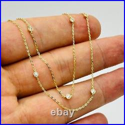 9ct REAL Yellow Gold Diamond Double Chain Women Choker Necklace 17 inch New