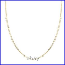 9ct REAL Yellow Gold Diamond Double Chain Women Choker Necklace 17 inch New