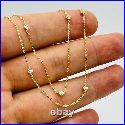 9ct REAL Yellow Gold Diamond Double Chain Women Choker Necklace 17 inch New