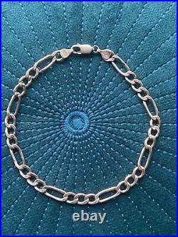 9ct Rose Gold Figaro Italian Chain Bracelet 9in X 6mm