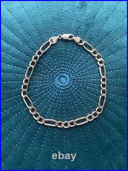 9ct Rose Gold Figaro Italian Chain Bracelet 9in X 6mm