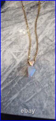 9ct Rose Gold Opal And Diamond Pendant On 3mm 9ct Gold Curb Chain Necklace