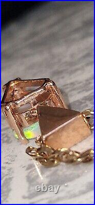 9ct Rose Gold Opal And Diamond Pendant On 3mm 9ct Gold Curb Chain Necklace