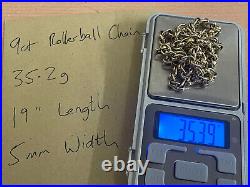 9ct Solid Gold Rollerball Chain 35.2g Fully Hallmarked