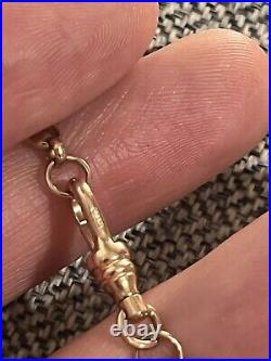 9ct Solid Gold Round Link dog clip Albert Chain 20 Inch 11.1g