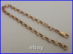9ct Solid Rose Gold Round Belcher Chain Charm Bracelet 21cm