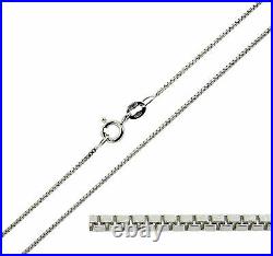 9ct Solid White Gold 16 18 20 22 24 26 28 30 inch Fine Box Link Chain Necklace