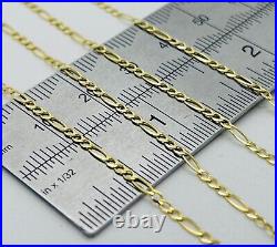 9ct Solid Yellow Gold 2mm Figaro Link Chain Necklace 16 18 20 22 24 New