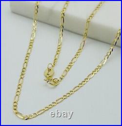 9ct Solid Yellow Gold 2mm Figaro Link Chain Necklace 16 18 20 22 24 New