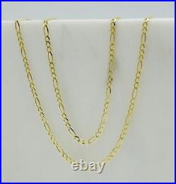 9ct Solid Yellow Gold 2mm Figaro Link Chain Necklace 16 18 20 22 24 New