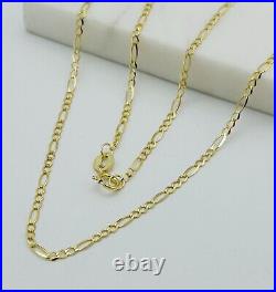 9ct Solid Yellow Gold 2mm Figaro Link Chain Necklace 16 18 20 22 24 New