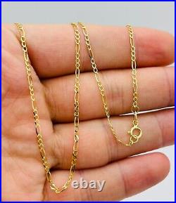 9ct Solid Yellow Gold 2mm Figaro Link Chain Necklace 16 18 20 22 24 New