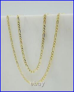 9ct Solid Yellow Gold 2mm Figaro Link Chain Necklace 16 18 20 22 24 New