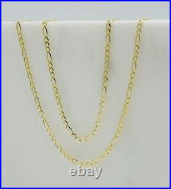 9ct Solid Yellow Gold 2mm Figaro Link Chain Necklace 16 18 20 22 24 New