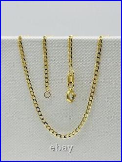 9ct Solid Yellow Gold 2mm Flat Curb Link Chain Necklace 16 18 20 22 24 New