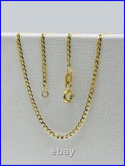 9ct Solid Yellow Gold 2mm Flat Curb Link Chain Necklace 16 18 20 22 24 New