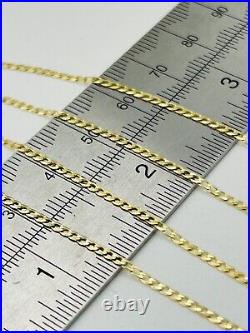 9ct Solid Yellow Gold 2mm Flat Curb Link Chain Necklace 16 18 20 22 24 New