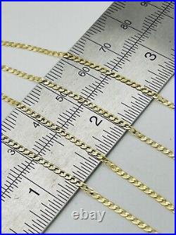 9ct Solid Yellow Gold 2mm Flat Curb Link Chain Necklace 16 18 20 22 24 New