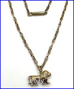 9ct Vintage Gold Chain With Lion Pendant 4g