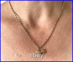 9ct Vintage Gold Chain With Lion Pendant 4g