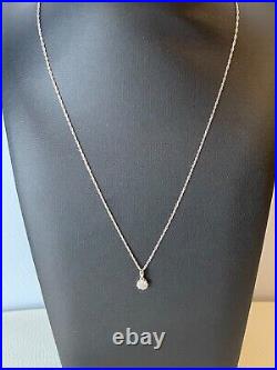 9ct White Gold 0.25 Carat Diamond Cluster Pendant Necklace & Chain. Gift Boxed