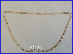 9ct YELLOW GOLD SOLID FIGARO NECKLACE CHAIN, 18 INS. 5.9 GMS HALLMARKED. USED