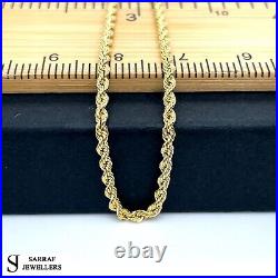 9ct Yellow Genuine Gold Twisted Rope Link Necklace 2MM 22 Inch Chain Brand New