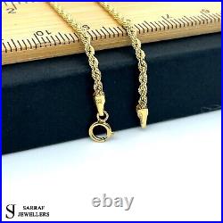 9ct Yellow Genuine Gold Twisted Rope Link Necklace 2MM 22 Inch Chain Brand New