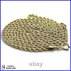 9ct Yellow Genuine Gold Twisted Rope Link Necklace 2MM 22 Inch Chain Brand New