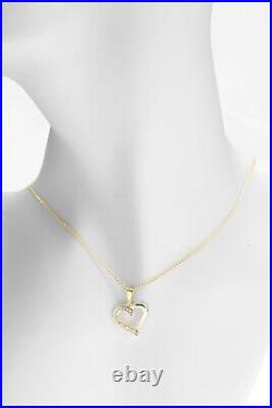 9ct Yellow Gold 0.10ct Love Heart Pendant Necklace + 18 inch Chain
