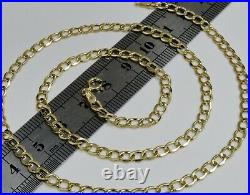 9ct Yellow Gold 18 inch Curb Chain Necklace 4mm Width