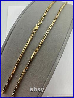 9ct Yellow Gold 2.1mm Box Venetian Link 20 / 50cm Chain (0585)