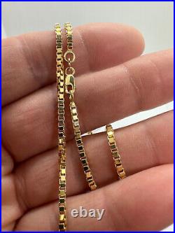 9ct Yellow Gold 2.1mm Box Venetian Link 20 / 50cm Chain (0585)