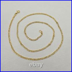 9ct Yellow Gold 2.2mm Curb Chain Necklace 18 20 22 inch Men's Women's