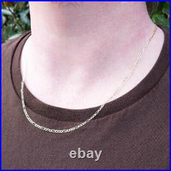 9ct Yellow Gold 2.2mm Flat Figaro Chain Necklace, 16 18 20 22 24 inch
