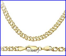 9ct Yellow Gold 20 inch Double Curb Chain Necklace 3.5mm UK Hallmarked