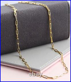 9ct Yellow Gold 22 inch Paperclip Chain Oval 2mm Link UK Hallmarked