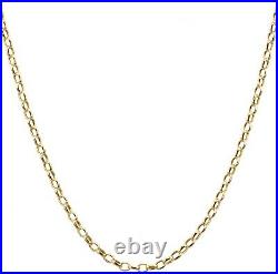 9ct Yellow Gold 24 inch Oval Belcher Chain Necklace 2mm Width