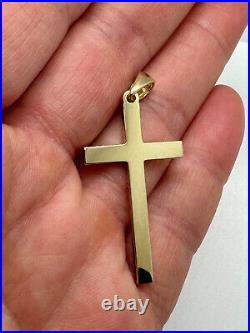 9ct Yellow Gold 49x23mm Solid Plain Cross Pendant Chains available (X0214)