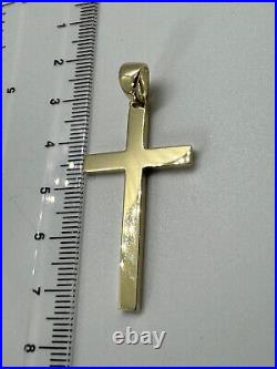 9ct Yellow Gold 49x23mm Solid Plain Cross Pendant Chains available (X0214)