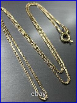 9ct Yellow Gold Box classic Chain Necklace Unisex 15.5 inches
