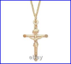 9ct Yellow Gold CRUCIFIX Cross Pendant / Necklace + 18 inch Chain
