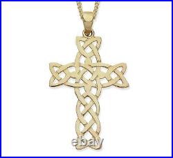 9ct Yellow Gold Celtic Cross Pendant / Necklace + 18 inch Chain