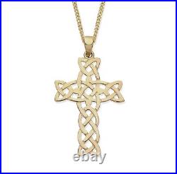 9ct Yellow Gold Celtic Cross Pendant / Necklace + 18 inch Chain